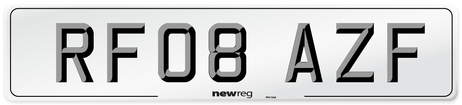 RF08 AZF Number Plate from New Reg